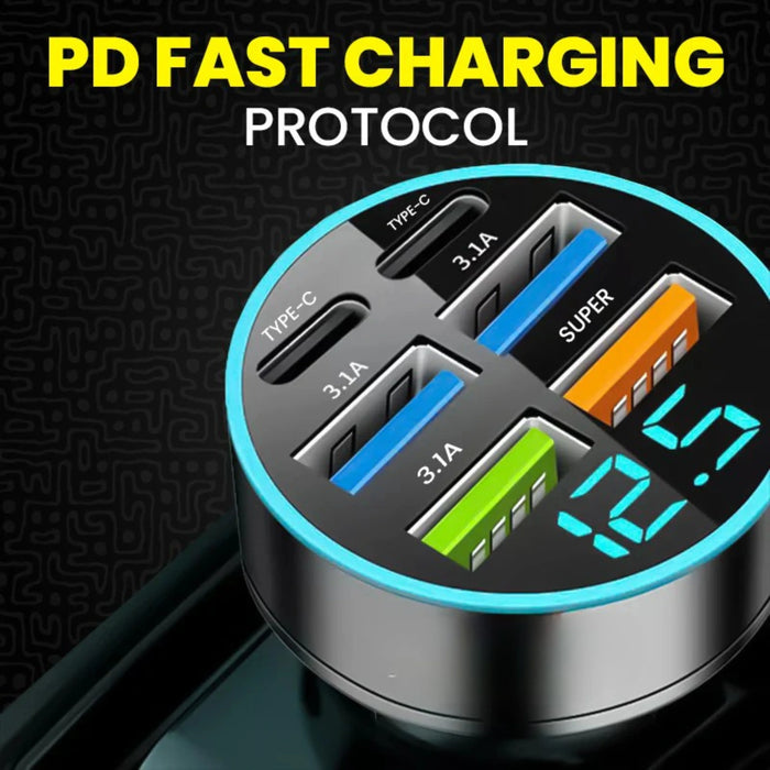 FlashVolt 2C Car Charger PD Fast Charging With Digital Display
