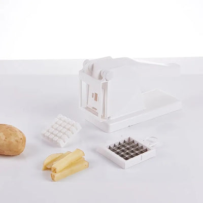Potato Chipper, Professional Chip Cutter, Plastic and Stainless Steel, White